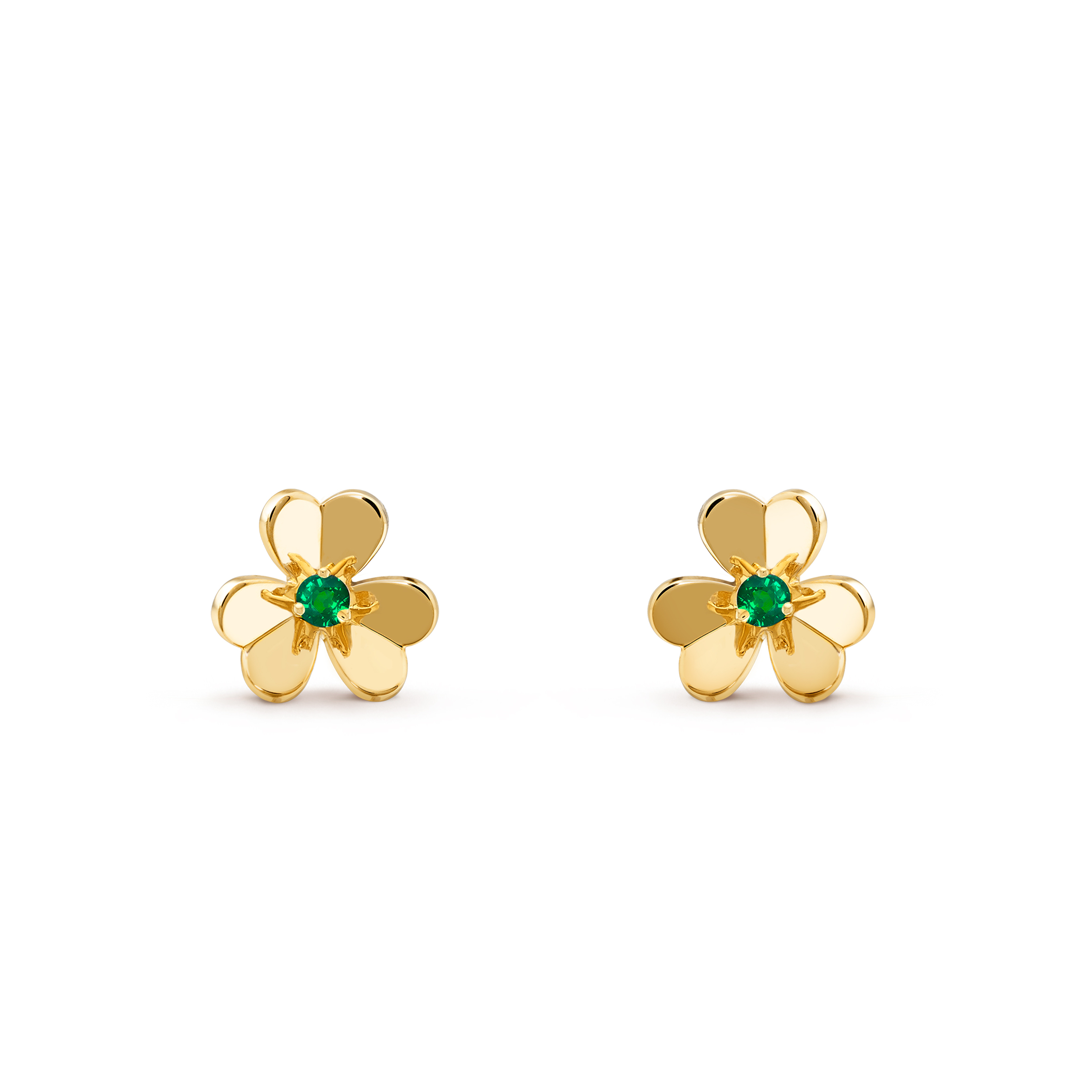 VAN CLEEF ARPELS FRIVOLE EARRINGS, MINI MODEL - YELLOW GOLD, EMERALD  VCARP7SD00