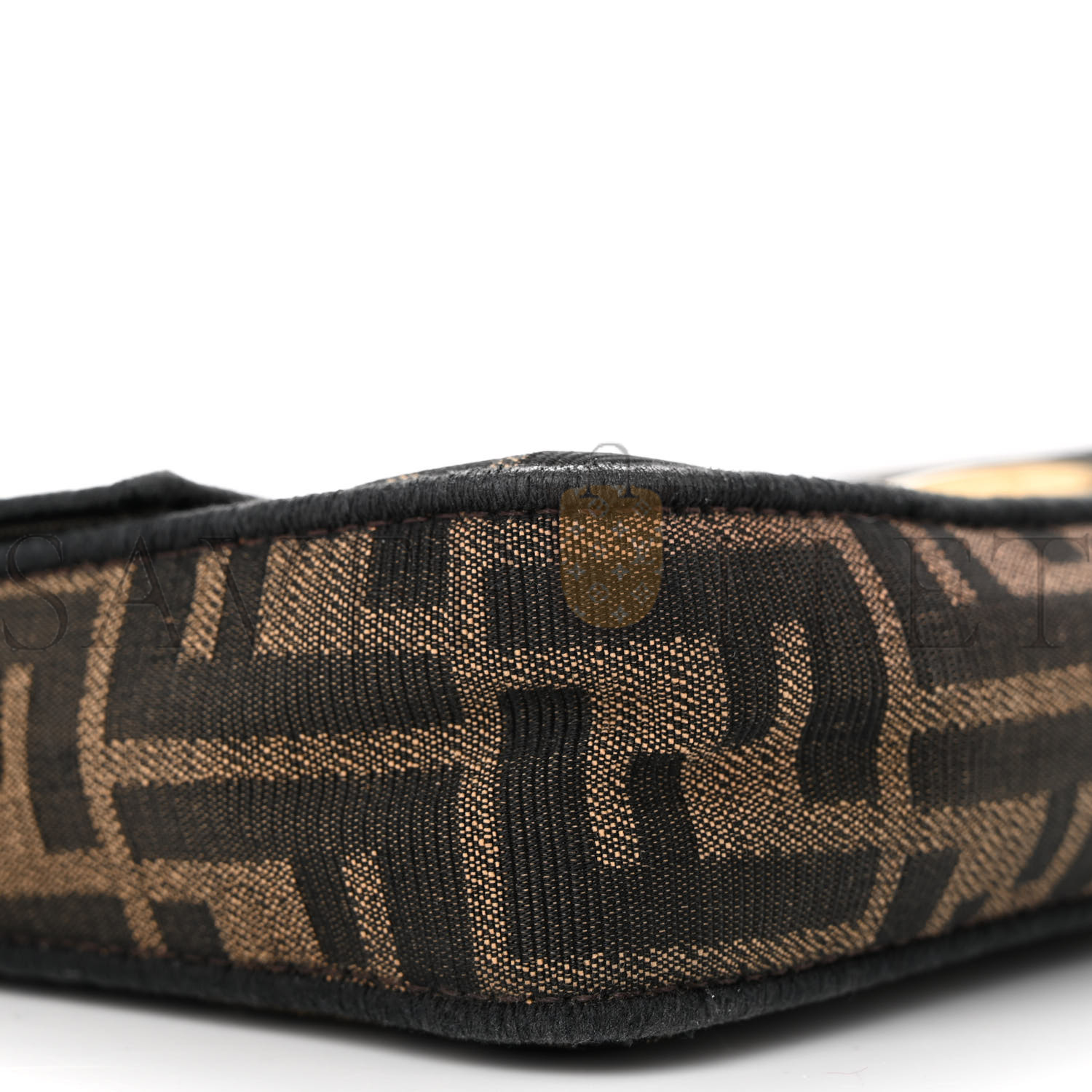 FENDI FABRIC JACQUARD FF 1974 MINI BAGUETTE TOBACCO MORO BLACK (18*11*5cm)