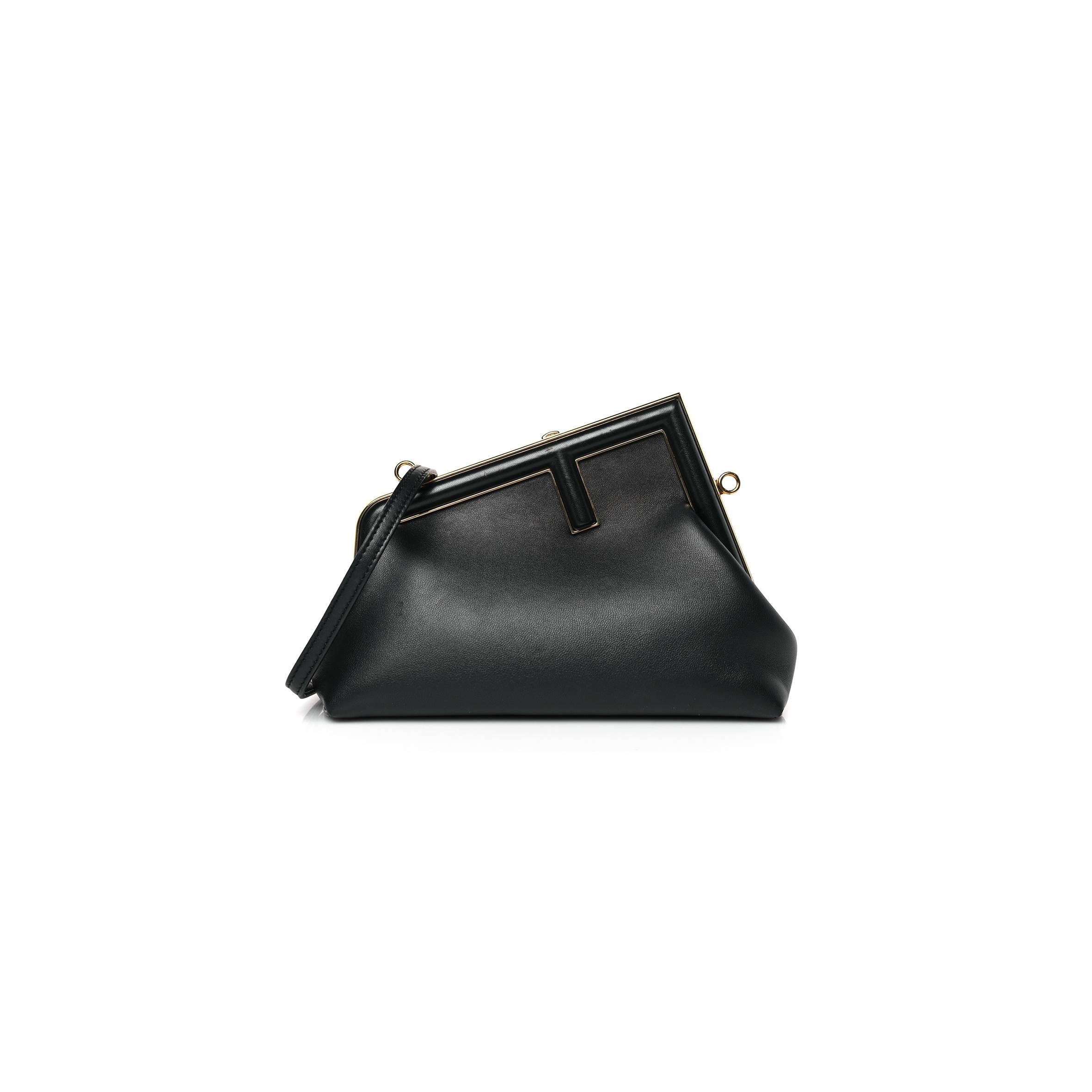 FENDI SHINY NAPPA SMALL FENDI FIRST BLACK (23*17*9cm)