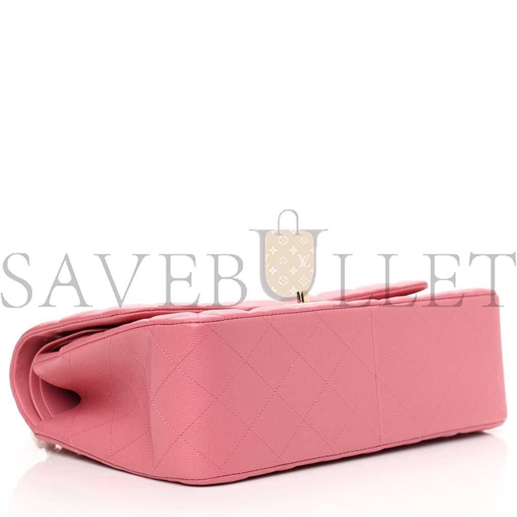 CHANEL CAVIAR QUILTED JUMBO DOUBLE FLAP DARK PINK ROSE GOLD HARDWARE (30*19*9cm) CHANEL CAVIAR QUILTED JUMBO DOUBLE FLAP DARK PINK ROSE GOLD HARDWARE (30*19*9cm)