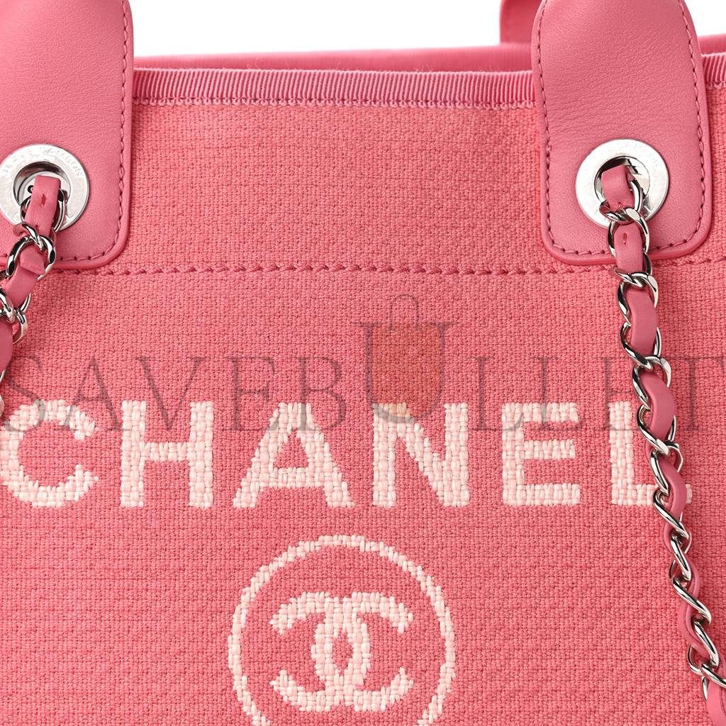 CHANEL MIXED FIBERS SMALL DEAUVILLE TOTE PINK (32*25*15cm)