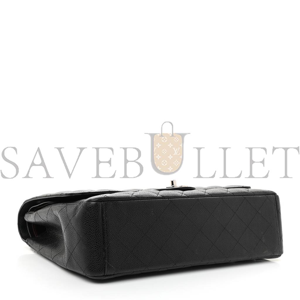 CHANEL CAVIAR QUILTED MAXI DOUBLE FLAP BLACK SILVER HARDWARE (33*24*9cm) CHANEL CAVIAR QUILTED MAXI DOUBLE FLAP BLACK SILVER HARDWARE (33*24*9cm)