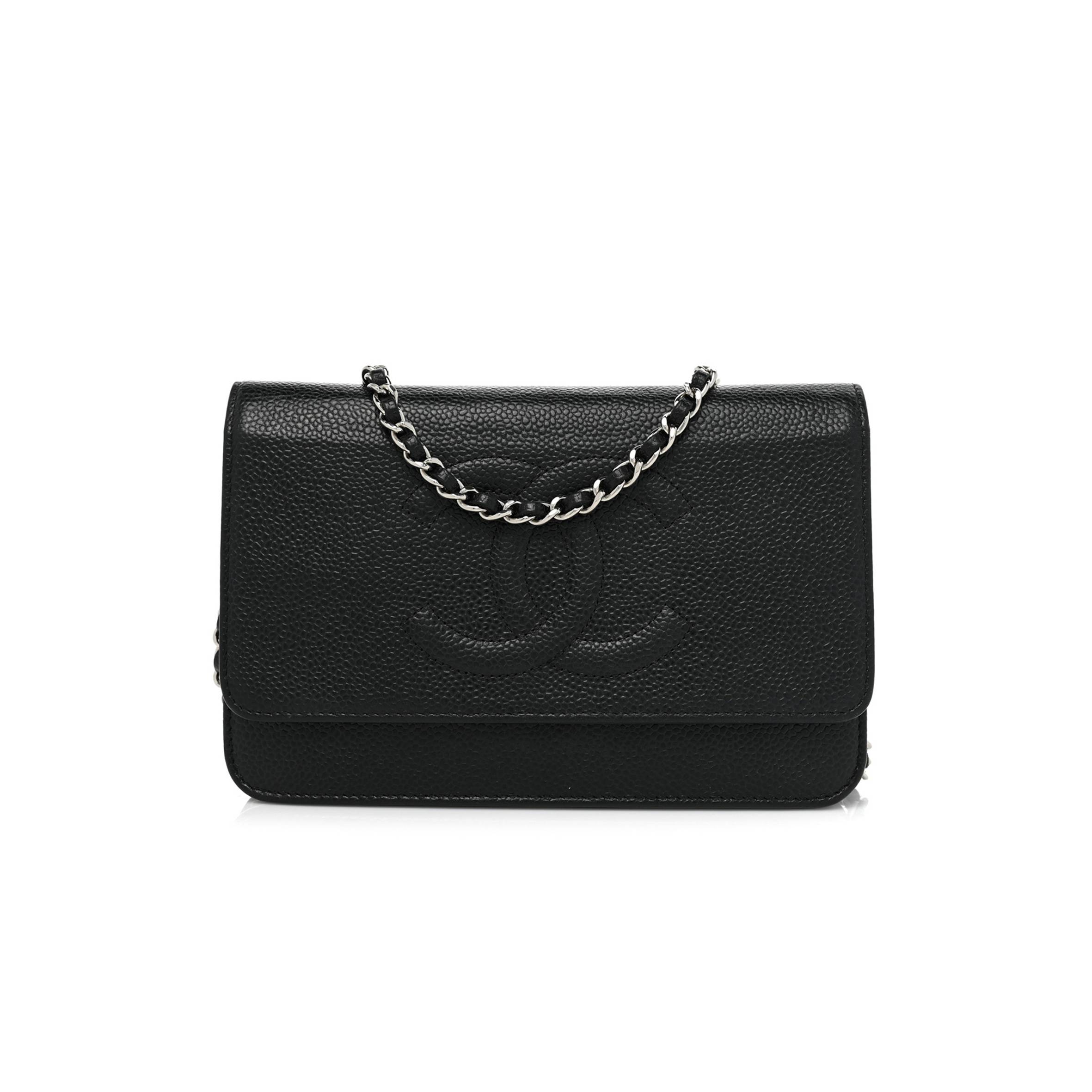 CHANEL CAVIAR TIMELESS CC WALLET ON CHAIN WOC BLACK (19*13*3cm)