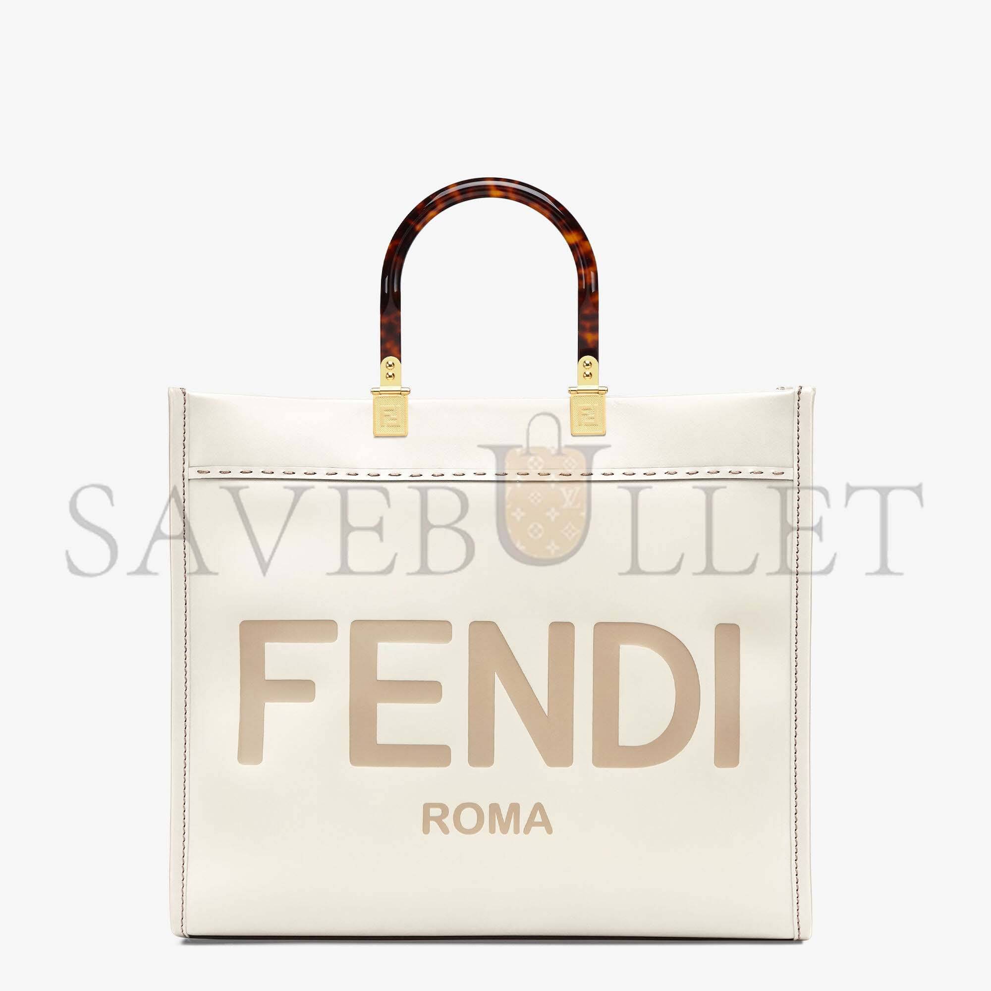 FENDI SUNSHINE MEDIUM - WHITE LEATHER SHOPPER 8BH386ABVLF0K7E (35*31*17cm)