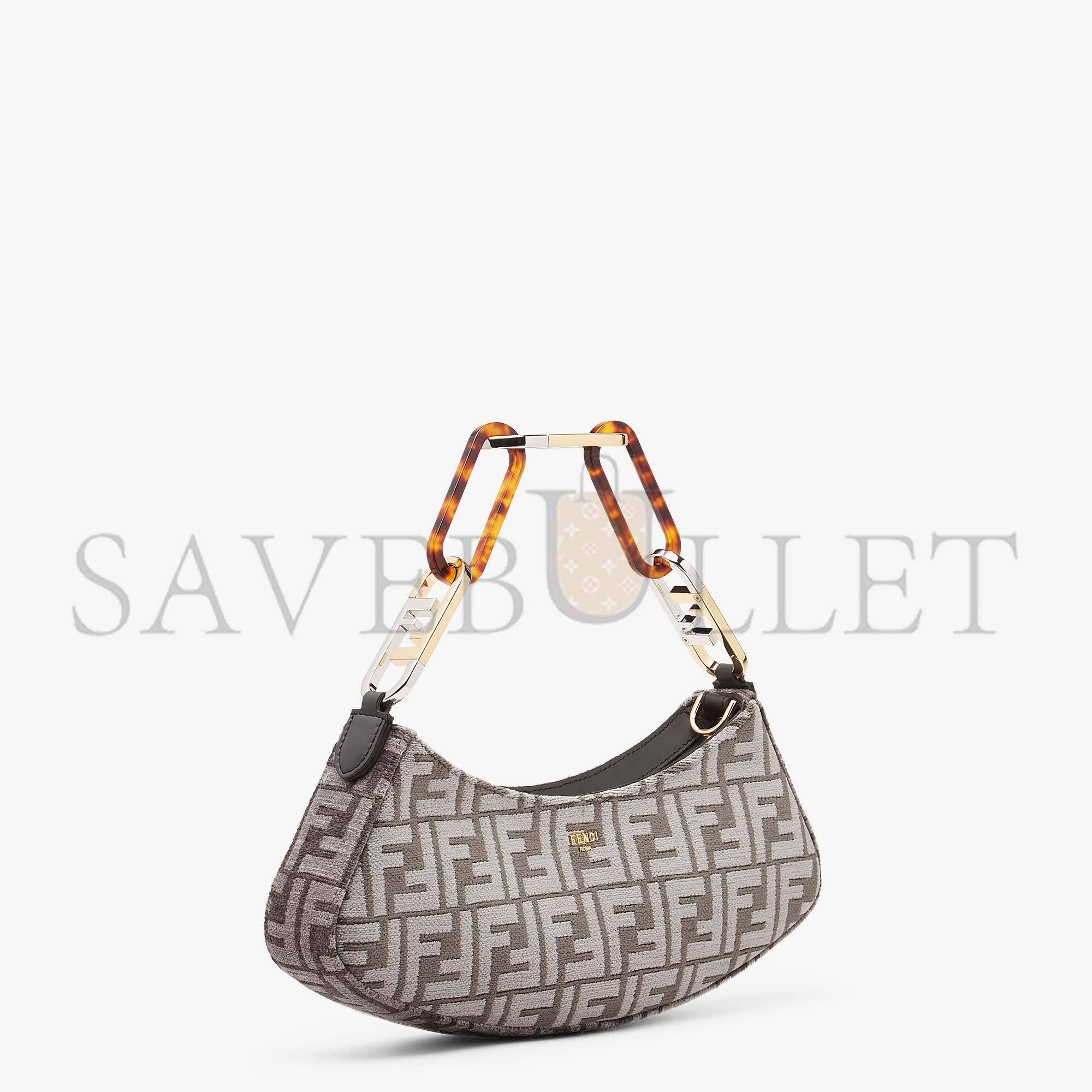 FENDI O’LOCK SWING - DARK GRAY TAPESTRY FABRIC POUCH 8BS068AL9QF1IVG (32*11*5cm)