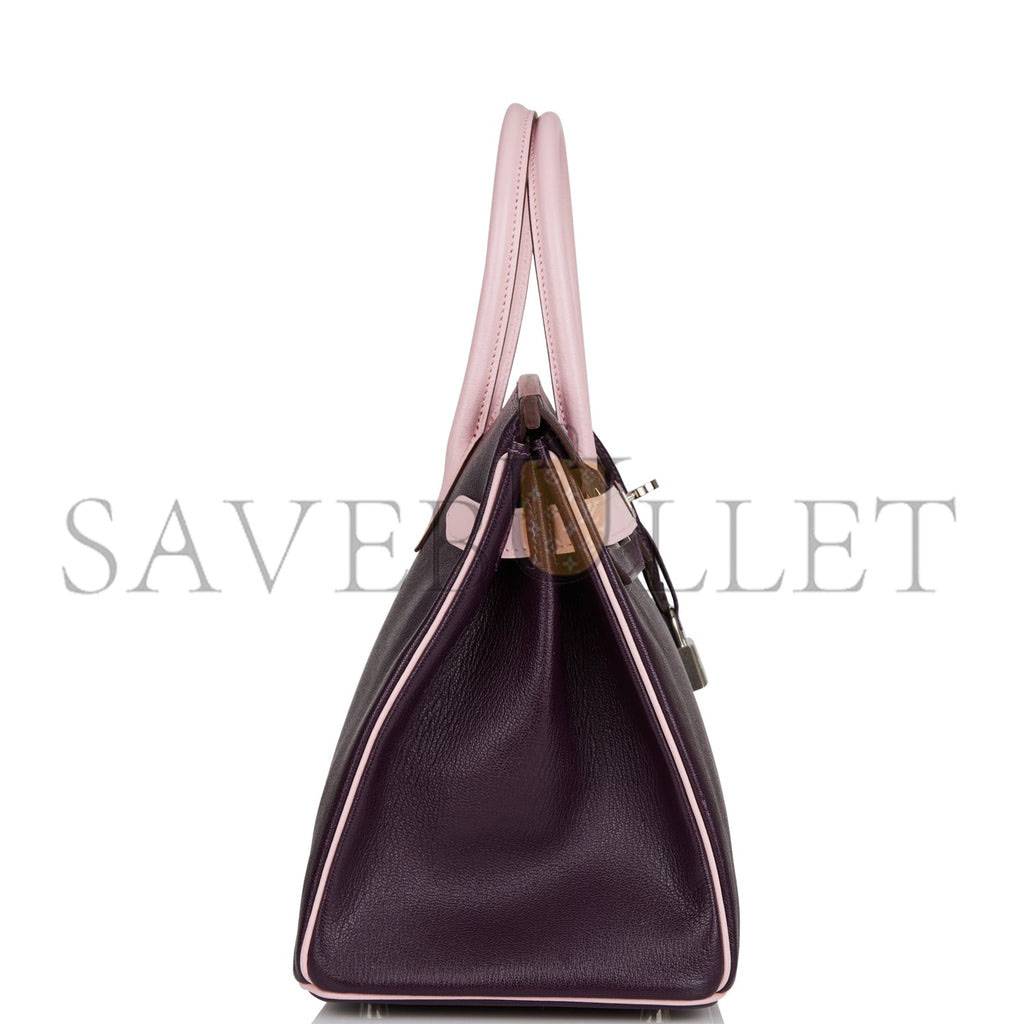 HERMES SPECIAL ORDER (HSS) BIRKIN 30 RAISIN AND ROSE SAKURA CHEVRE PALLADIUM HARDWARE ( 30cm*22*16cm) HERMES SPECIAL ORDER (HSS) BIRKIN 30 RAISIN AND ROSE SAKURA CHEVRE PALLADIUM HARDWARE ( 30cm*22*16cm)