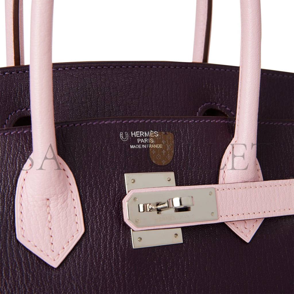 HERMES SPECIAL ORDER (HSS) BIRKIN 30 RAISIN AND ROSE SAKURA CHEVRE PALLADIUM HARDWARE ( 30cm*22*16cm) HERMES SPECIAL ORDER (HSS) BIRKIN 30 RAISIN AND ROSE SAKURA CHEVRE PALLADIUM HARDWARE ( 30cm*22*16cm)
