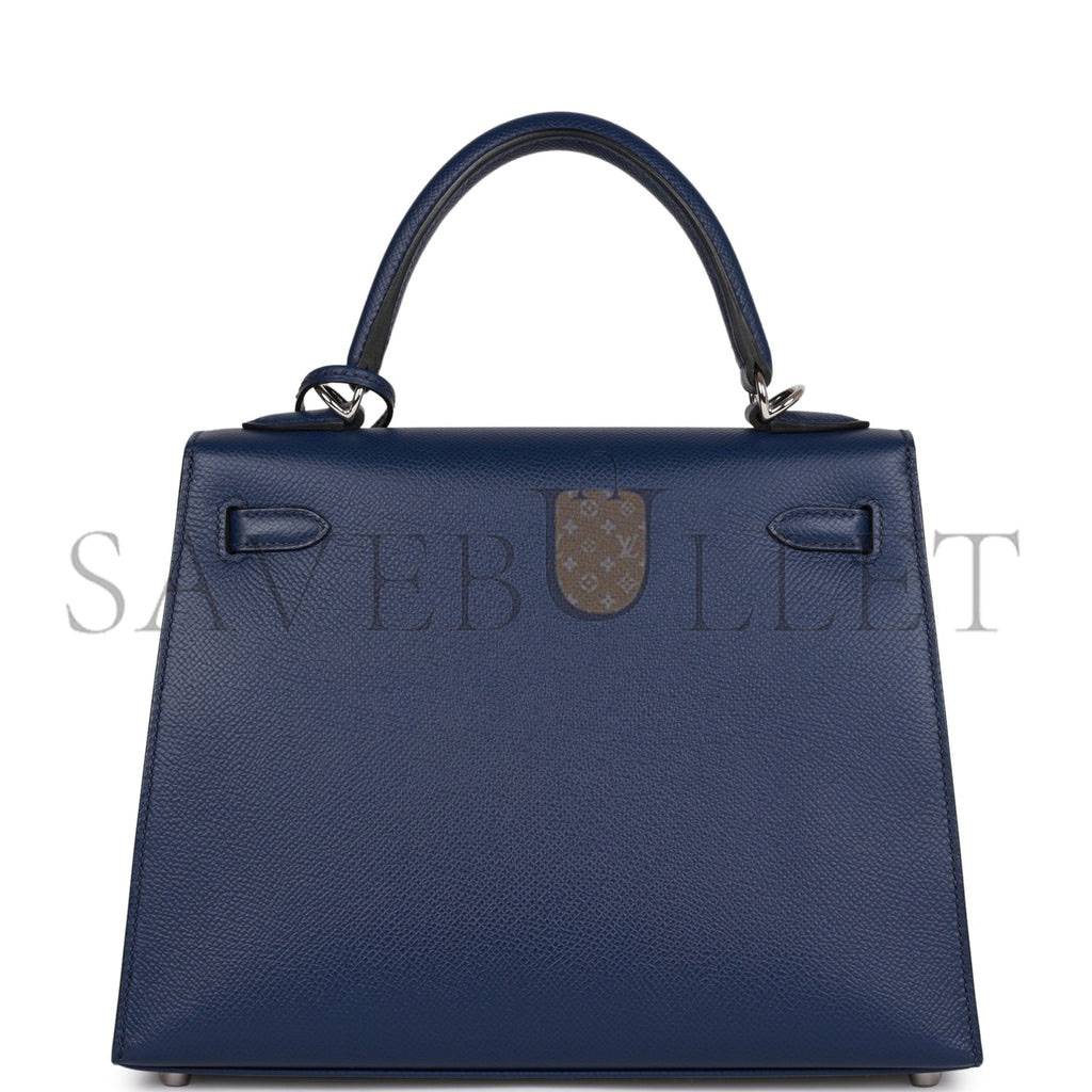 HERMES KELLY SELLIER 25 BLEU SAPHIR EPSOM PALLADIUM HARDWARE (25*17*7cm) HERMES KELLY SELLIER 25 BLEU SAPHIR EPSOM PALLADIUM HARDWARE (25*17*7cm)