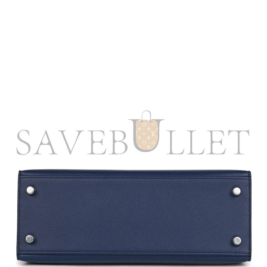 HERMES KELLY SELLIER 25 BLEU SAPHIR EPSOM PALLADIUM HARDWARE (25*17*7cm) HERMES KELLY SELLIER 25 BLEU SAPHIR EPSOM PALLADIUM HARDWARE (25*17*7cm)