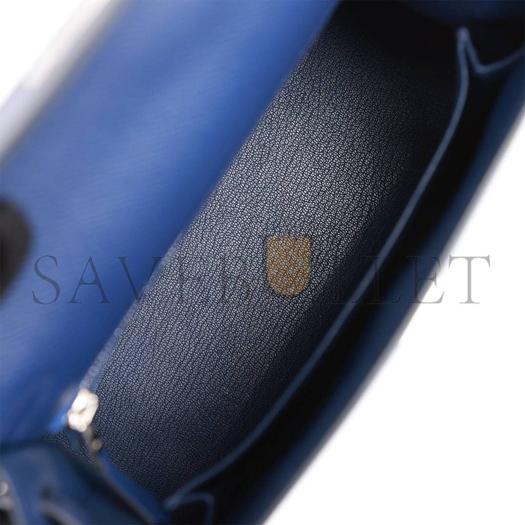 HERMES KELLY SELLIER 25 BLEU SAPHIR EPSOM PALLADIUM HARDWARE (25*17*7cm) HERMES KELLY SELLIER 25 BLEU SAPHIR EPSOM PALLADIUM HARDWARE (25*17*7cm)