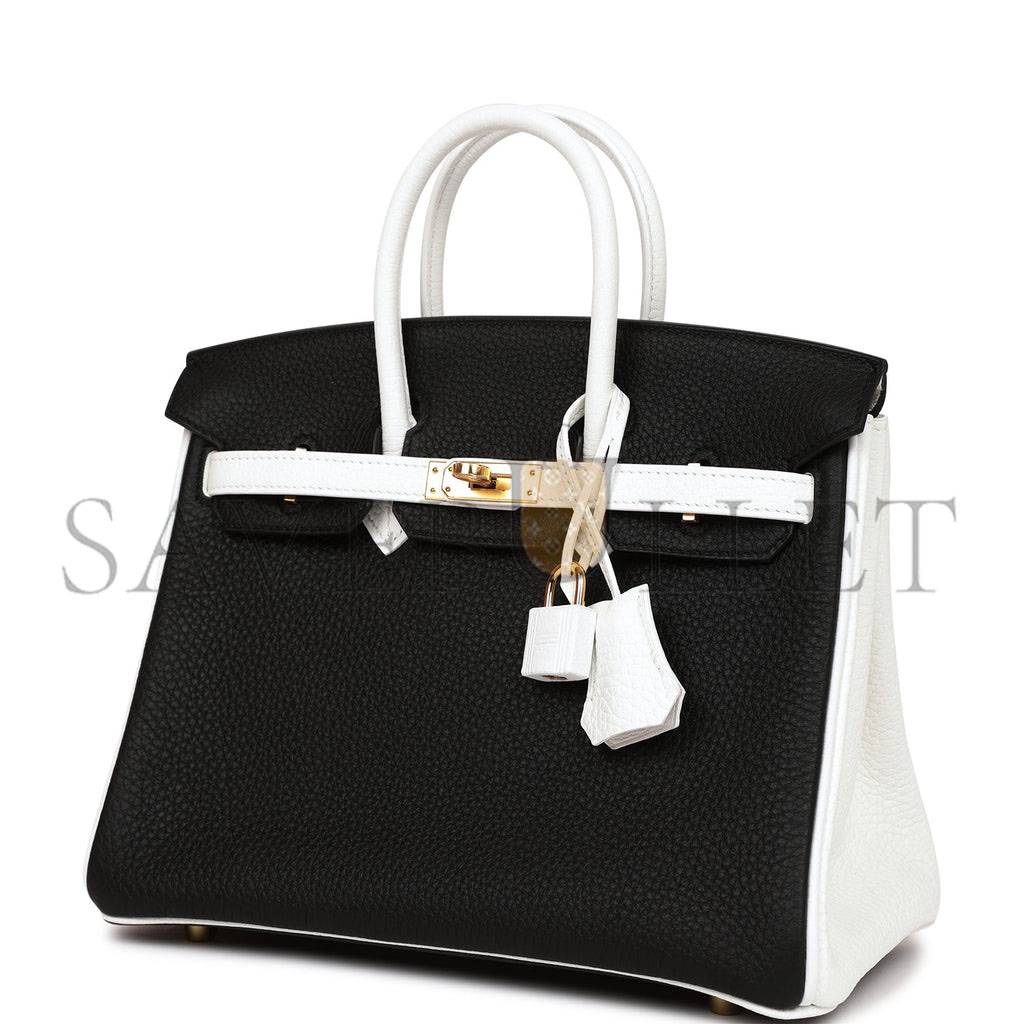 HERMES SPECIAL ORDER (HSS) BIRKIN 25 BLACK AND WHITE CLEMENCE GOLD HARDWARE (25cm) HERMES SPECIAL ORDER (HSS) BIRKIN 25 BLACK AND WHITE CLEMENCE GOLD HARDWARE (25cm)
