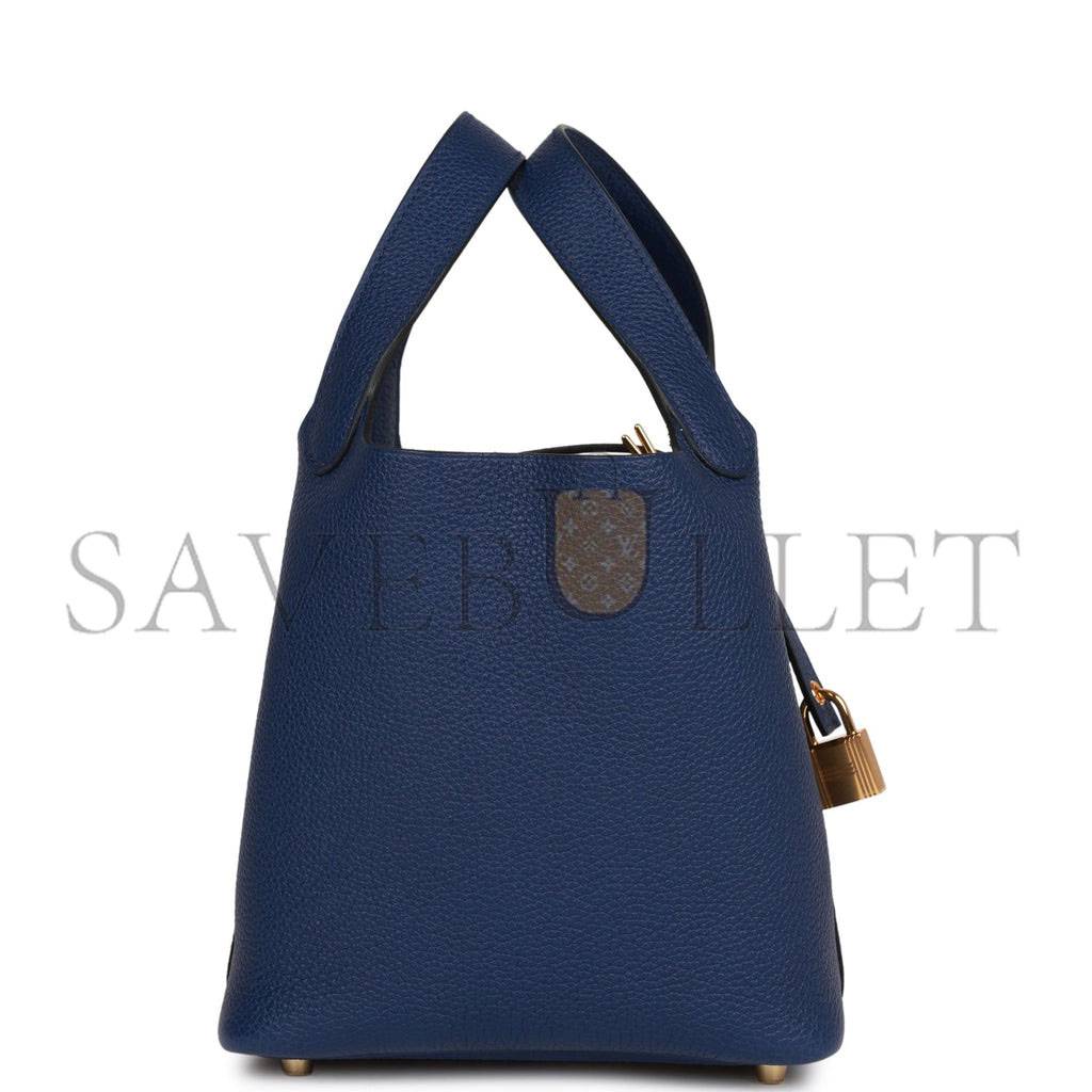 HERMES PICOTIN LOCK 18 BLEU SAPHIR MAURICE GOLD HARDWARE (18*13*18cm) HERMES PICOTIN LOCK 18 BLEU SAPHIR MAURICE GOLD HARDWARE (18*13*18cm)