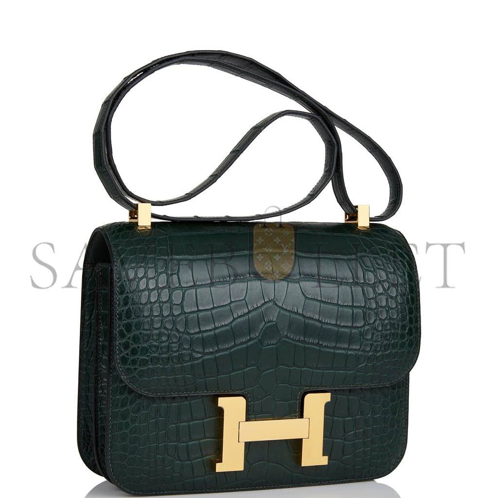 HERMES CONSTANCE 24 VERT FONCE MATTE ALLIGATOR GOLD HARDWARE (24cm) HERMES CONSTANCE 24 VERT FONCE MATTE ALLIGATOR GOLD HARDWARE (24cm)