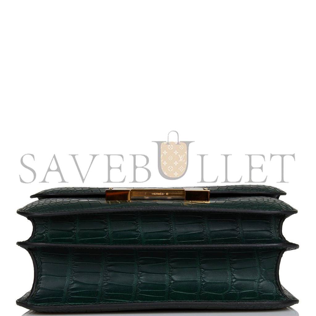 HERMES CONSTANCE 24 VERT FONCE MATTE ALLIGATOR GOLD HARDWARE (24cm) HERMES CONSTANCE 24 VERT FONCE MATTE ALLIGATOR GOLD HARDWARE (24cm)
