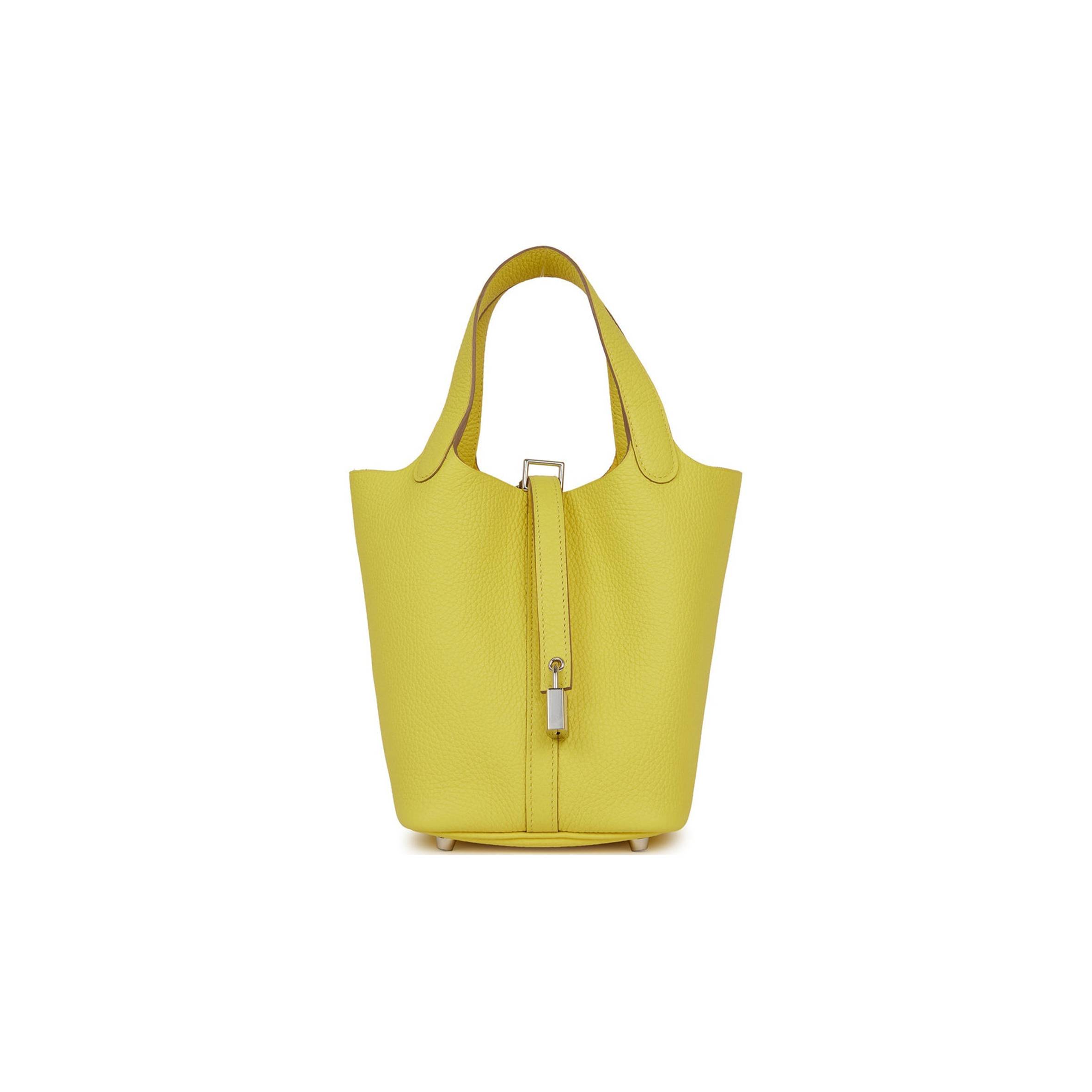 HERMES PICOTIN LOCK 18 LIME CLEMENCE PALLADIUM HARDWARE (18*13*18cm) HERMES PICOTIN LOCK 18 LIME CLEMENCE PALLADIUM HARDWARE (18*13*18cm)