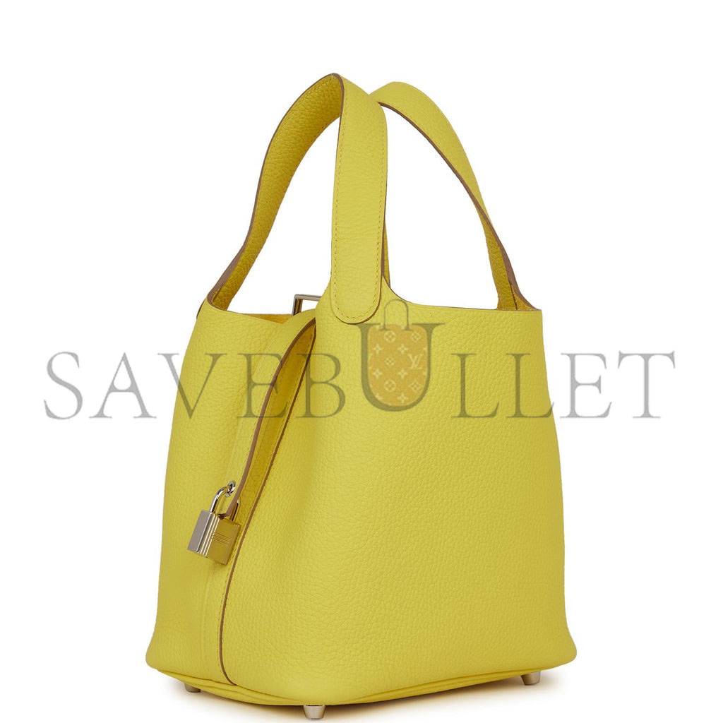 HERMES PICOTIN LOCK 18 LIME CLEMENCE PALLADIUM HARDWARE (18*13*18cm) HERMES PICOTIN LOCK 18 LIME CLEMENCE PALLADIUM HARDWARE (18*13*18cm)