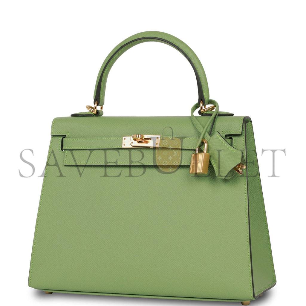 HERMES KELLY SELLIER 25 VERT CRIQUET EPSOM GOLD HARDWARE HANDMADE (25*17*7cm) HERMES KELLY SELLIER 25 VERT CRIQUET EPSOM GOLD HARDWARE HANDMADE (25*17*7cm)