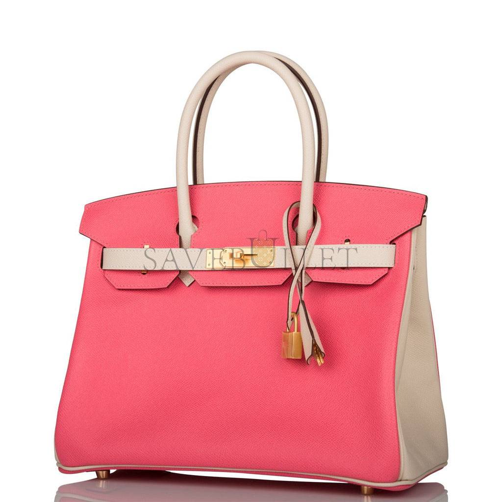 HERMES SPECIAL ORDER (HSS) BIRKIN 30 CRAIE AND ROSE AZALEE EPSOM BRUSHED GOLD HARDWARE ( 30cm*22*16cm) HERMES SPECIAL ORDER (HSS) BIRKIN 30 CRAIE AND ROSE AZALEE EPSOM BRUSHED GOLD HARDWARE ( 30cm*22*16cm)