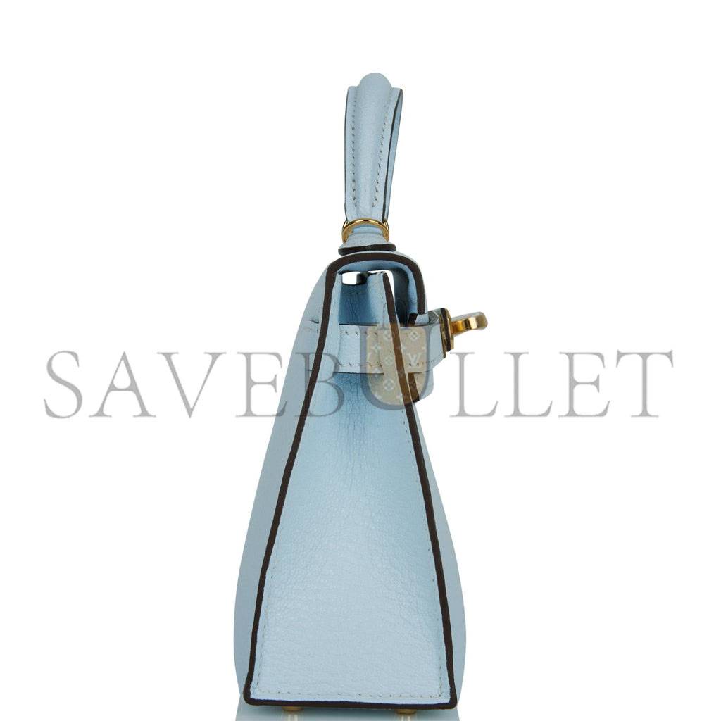 HERMES MINI KELLY SELLIER 20 BLEU BRUME CHEVRE GOLD HARDWARE (19*12*5.5cm) HERMES MINI KELLY SELLIER 20 BLEU BRUME CHEVRE GOLD HARDWARE (19*12*5.5cm)