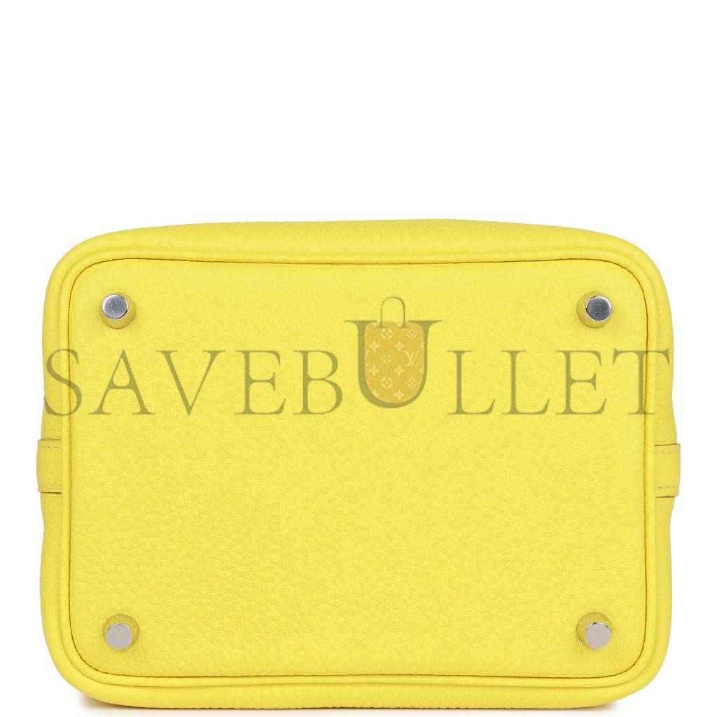 HERMES PICOTIN LOCK 18 MIMOSA MATTE ALLIGATOR AND LIME CLEMENCE TOUCH PALLADIUM HARDWARE(18*13*18cm) HERMES PICOTIN LOCK 18 MIMOSA MATTE ALLIGATOR AND LIME CLEMENCE TOUCH PALLADIUM HARDWARE(18*13*18cm)