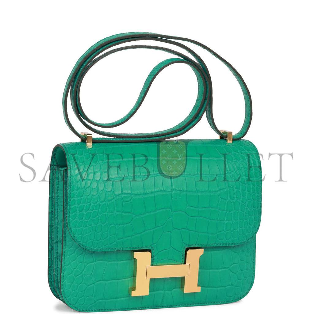 HERMES CONSTANCE 18 VERT JADE MATTE ALLIGATOR GOLD HARDWARE 39821013450846 (18cm) HERMES CONSTANCE 18 VERT JADE MATTE ALLIGATOR GOLD HARDWARE 39821013450846 (18cm)