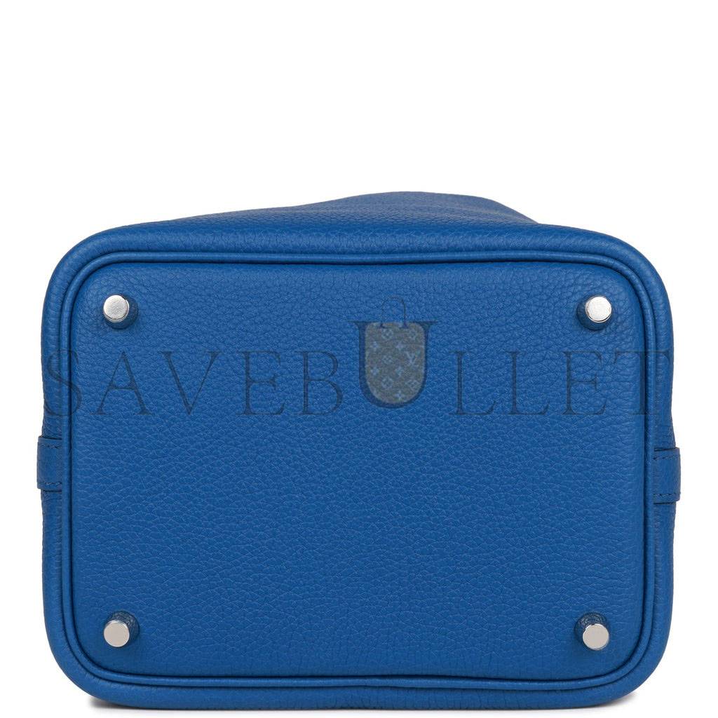 HERMES PICOTIN LOCK 18 BLEU FRANCE CLEMENCE GOLD HARDWARE (18*13*18cm) HERMES PICOTIN LOCK 18 BLEU FRANCE CLEMENCE GOLD HARDWARE (18*13*18cm)