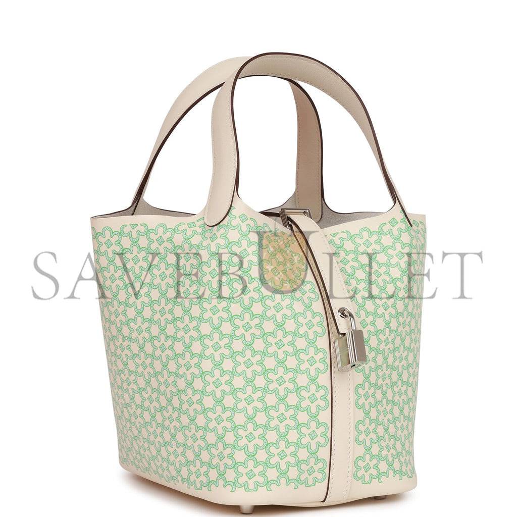 HERMES PICOTIN LOCK 18 LUCKY DAISY NATA SWIFT PALLADIUM HARDWARE (18*13*18cm) HERMES PICOTIN LOCK 18 LUCKY DAISY NATA SWIFT PALLADIUM HARDWARE (18*13*18cm)