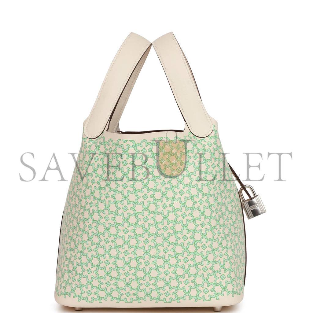 HERMES PICOTIN LOCK 18 LUCKY DAISY NATA SWIFT PALLADIUM HARDWARE (18*13*18cm) HERMES PICOTIN LOCK 18 LUCKY DAISY NATA SWIFT PALLADIUM HARDWARE (18*13*18cm)