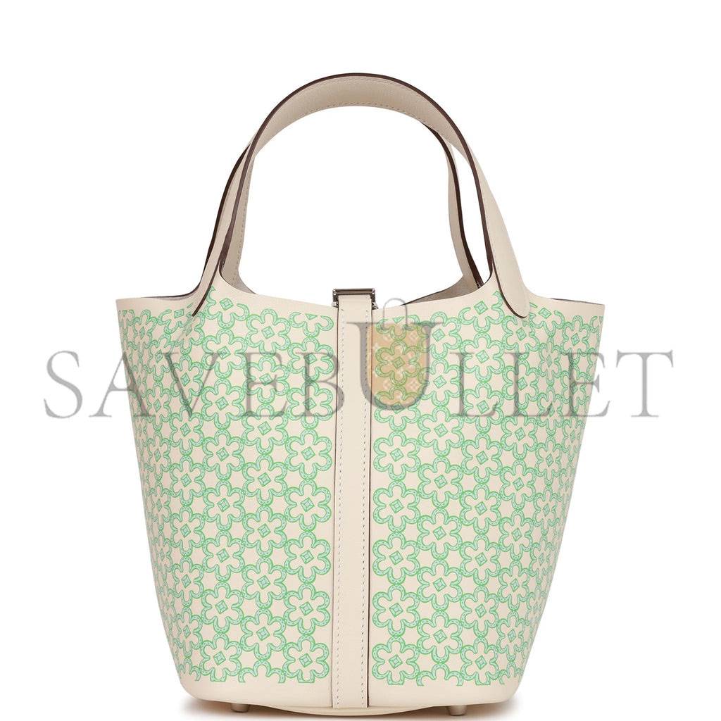 HERMES PICOTIN LOCK 18 LUCKY DAISY NATA SWIFT PALLADIUM HARDWARE (18*13*18cm) HERMES PICOTIN LOCK 18 LUCKY DAISY NATA SWIFT PALLADIUM HARDWARE (18*13*18cm)