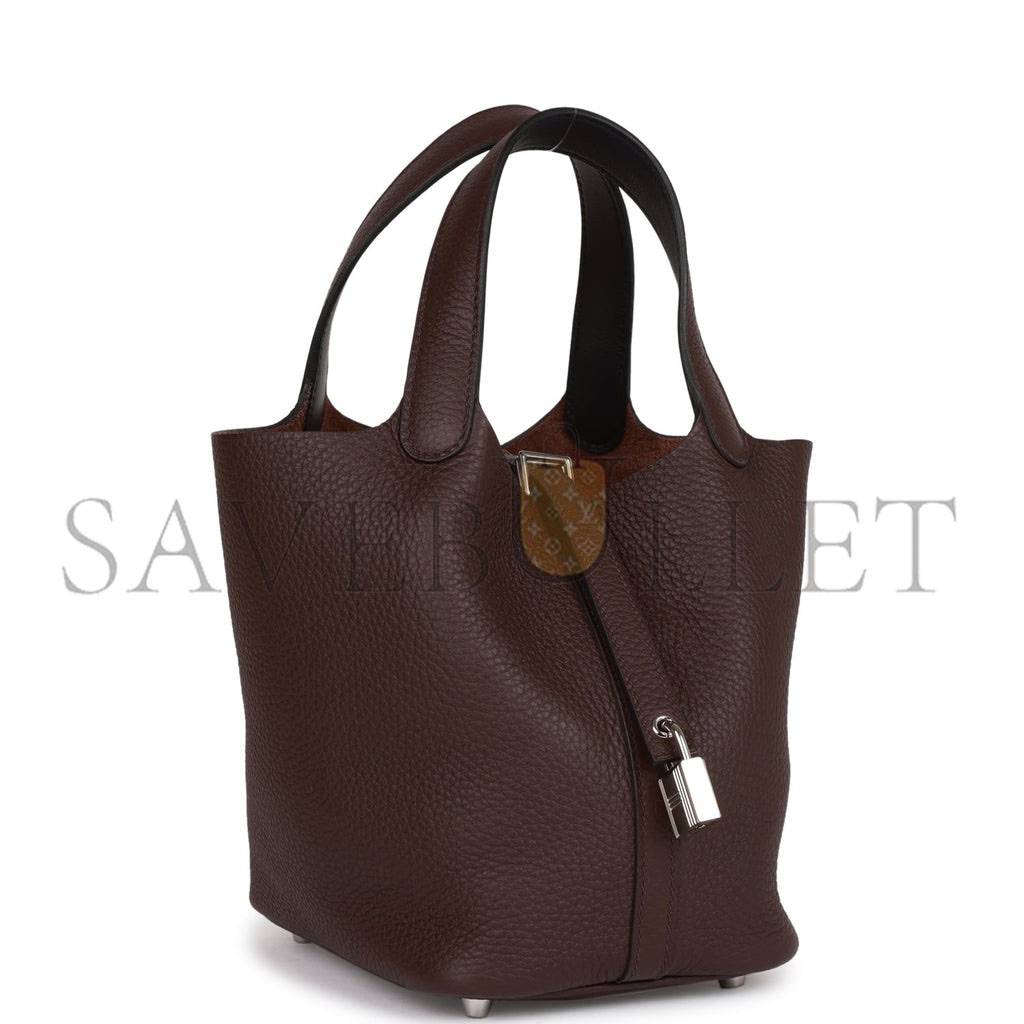 HERMES ECLAT PICOTIN LOCK 18 ROUGE SELLIER CLEMENCE PALLADIUM HARDWARE (22cm) HERMES ECLAT PICOTIN LOCK 18 ROUGE SELLIER CLEMENCE PALLADIUM HARDWARE (22cm)