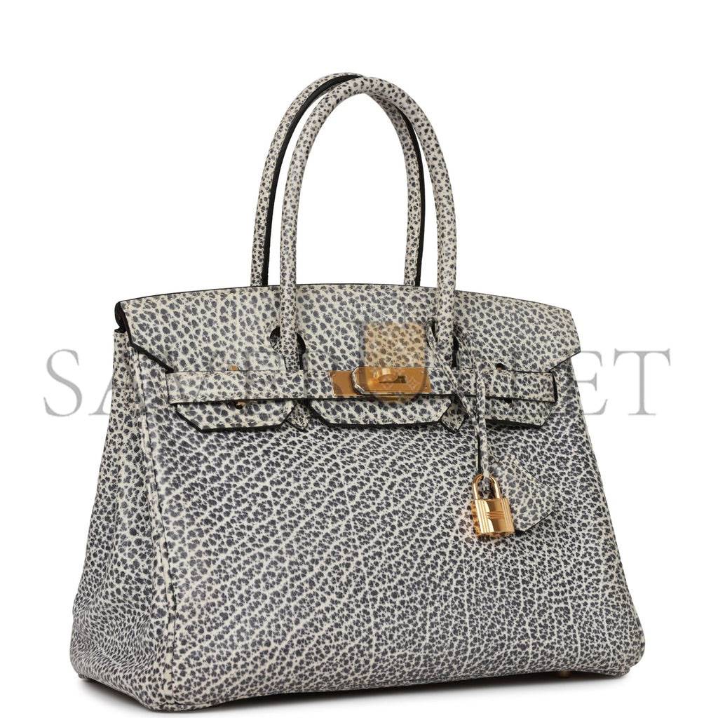 HERMES VINTAGE HERMES BIRKIN 30 WHITE DALMATIAN BUFFALO GOLD HARDWARE (30*22*16cm) HERMES VINTAGE HERMES BIRKIN 30 WHITE DALMATIAN BUFFALO GOLD HARDWARE (30*22*16cm)