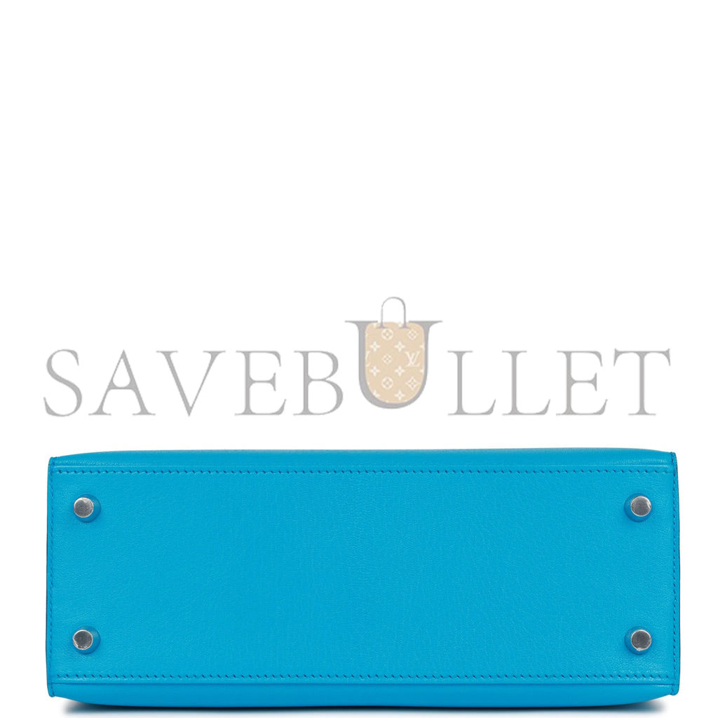 HERMES KELLY SELLIER 25 BLEU FRIDA CHEVRE PALLADIUM HARDWARE (25*17*7cm) HERMES KELLY SELLIER 25 BLEU FRIDA CHEVRE PALLADIUM HARDWARE (25*17*7cm)
