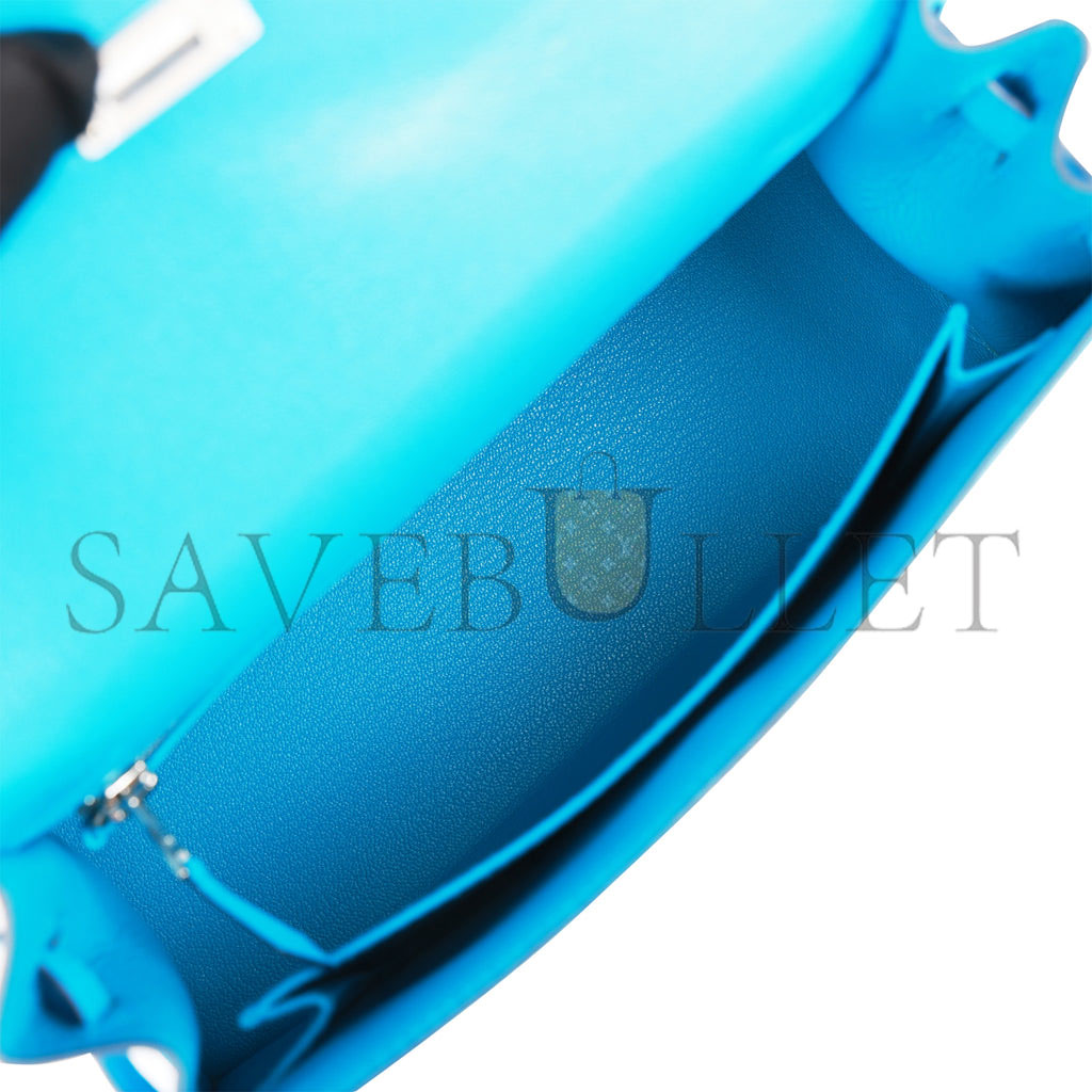 HERMES KELLY SELLIER 25 BLEU FRIDA CHEVRE PALLADIUM HARDWARE (25*17*7cm) HERMES KELLY SELLIER 25 BLEU FRIDA CHEVRE PALLADIUM HARDWARE (25*17*7cm)