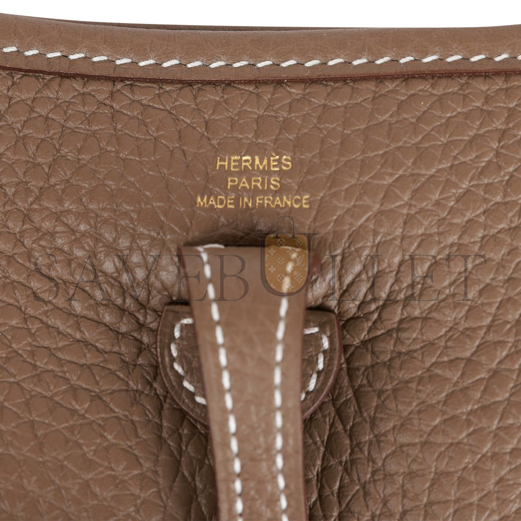 HERMES EVELYNE TPM ETOUPE CLEMENCE GOLD HARDWARE (17cm) HERMES EVELYNE TPM ETOUPE CLEMENCE GOLD HARDWARE (17cm)