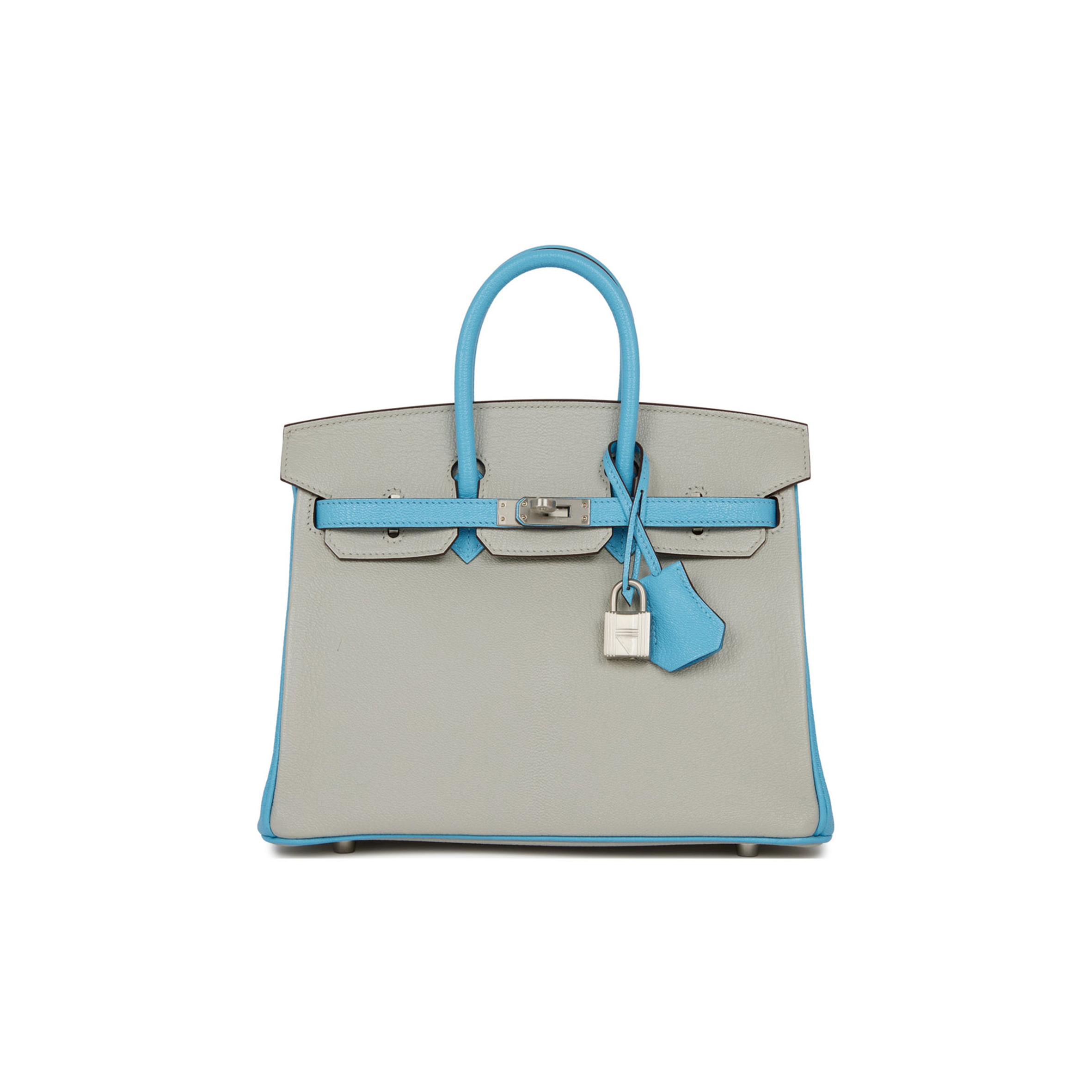 HERMES SPECIAL ORDER (HSS) BIRKIN 25 GRIS PERLE AND BLEU DU NORD CHÈVRE BRUSHED PALLADIUM HARDWARE HANDMADE (25cm) HERMES SPECIAL ORDER (HSS) BIRKIN 25 GRIS PERLE AND BLEU DU NORD CHÈVRE BRUSHED PALLADIUM HARDWARE HANDMADE (25cm)