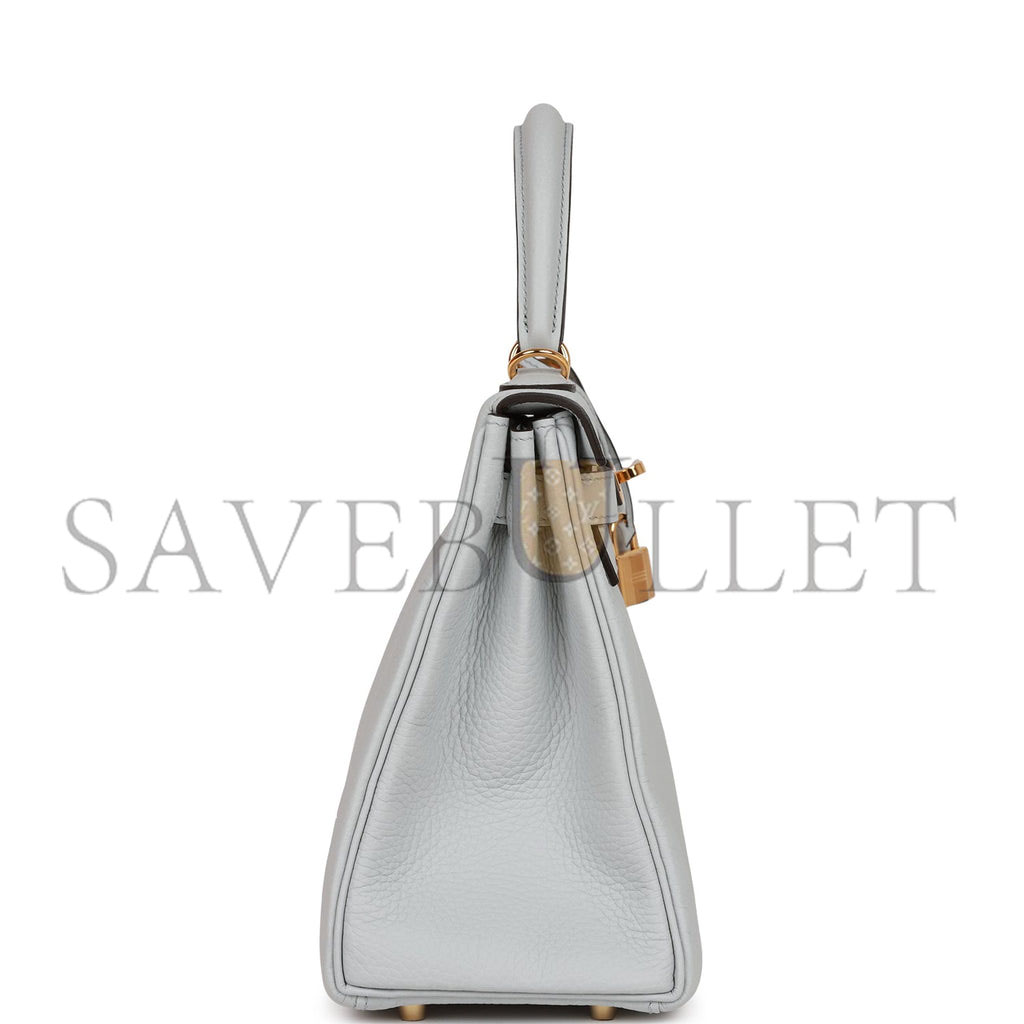 HERMES KELLY RETOURNE 28 BLEU PALE CLEMENCE GOLD HARDWARE (28*22*10cm) HERMES KELLY RETOURNE 28 BLEU PALE CLEMENCE GOLD HARDWARE (28*22*10cm)