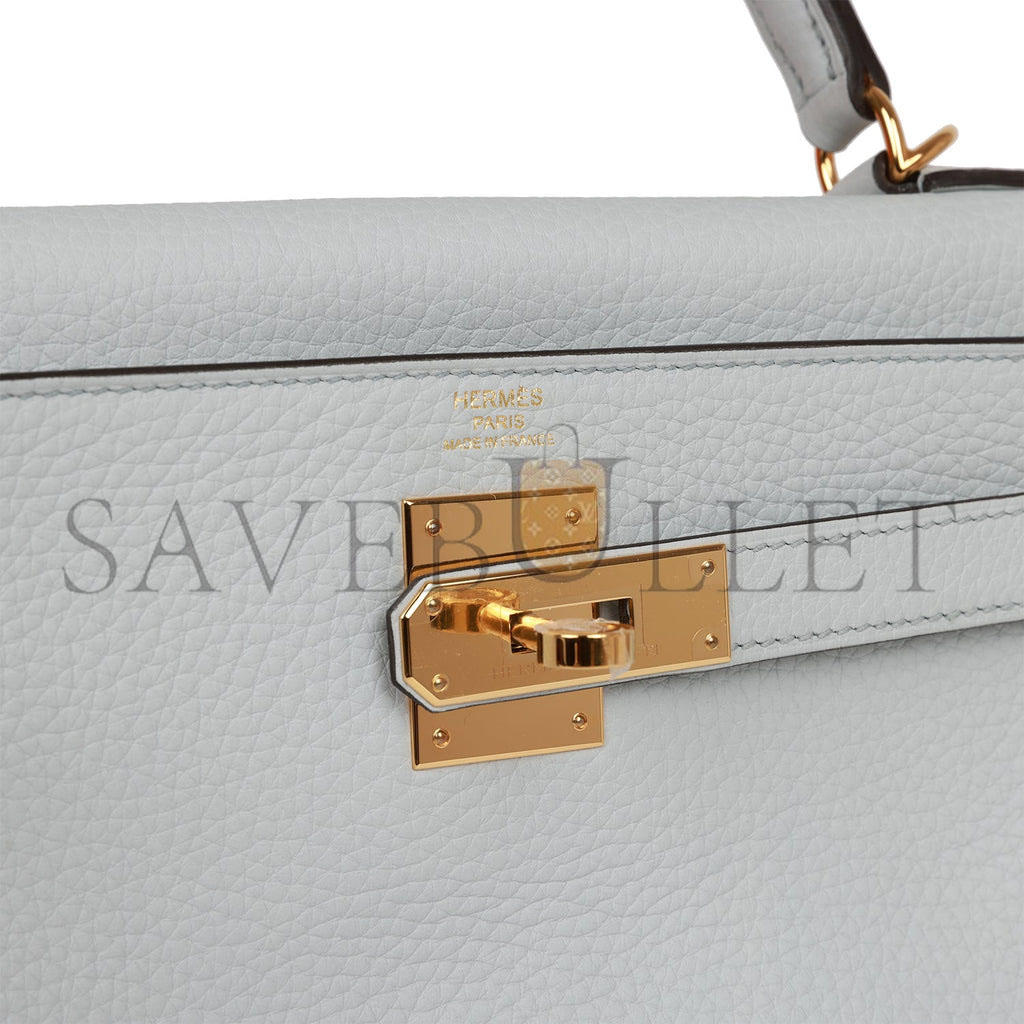 HERMES KELLY RETOURNE 28 BLEU PALE CLEMENCE GOLD HARDWARE (28*22*10cm) HERMES KELLY RETOURNE 28 BLEU PALE CLEMENCE GOLD HARDWARE (28*22*10cm)