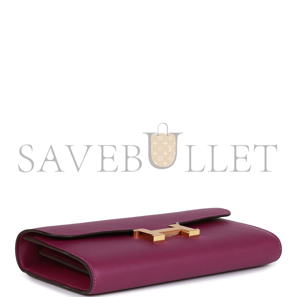 HERMES CONSTANCE WALLET TO GO ANEMONE EVERCOLOR GOLD HARDWARE (22*11cm) HERMES CONSTANCE WALLET TO GO ANEMONE EVERCOLOR GOLD HARDWARE (22*11cm)