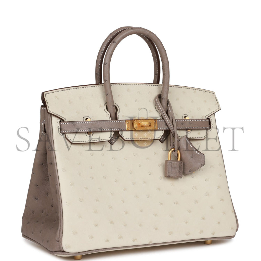 HERMES SPECIAL ORDER (HSS) BIRKIN 25 BETON AND GRIS ASPHALTE OSTRICH BRUSHED GOLD HARDWARE HANDMADE (25cm) HERMES SPECIAL ORDER (HSS) BIRKIN 25 BETON AND GRIS ASPHALTE OSTRICH BRUSHED GOLD HARDWARE HANDMADE (25cm)
