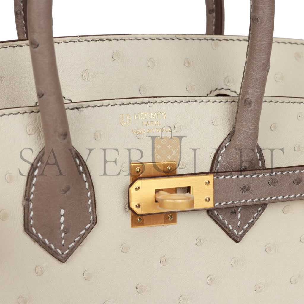 HERMES SPECIAL ORDER (HSS) BIRKIN 25 BETON AND GRIS ASPHALTE OSTRICH BRUSHED GOLD HARDWARE HANDMADE (25cm) HERMES SPECIAL ORDER (HSS) BIRKIN 25 BETON AND GRIS ASPHALTE OSTRICH BRUSHED GOLD HARDWARE HANDMADE (25cm)