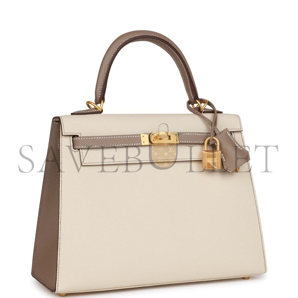 HERMES SPECIAL ORDER (HSS) KELLY SELLIER 25 CRAIE AND GRIS ASPHALTE EPSOM BRUSHED GOLD HARDWARE HANDMADE (25*17*7cm) HERMES SPECIAL ORDER (HSS) KELLY SELLIER 25 CRAIE AND GRIS ASPHALTE EPSOM BRUSHED GOLD HARDWARE HANDMADE (25*17*7cm)