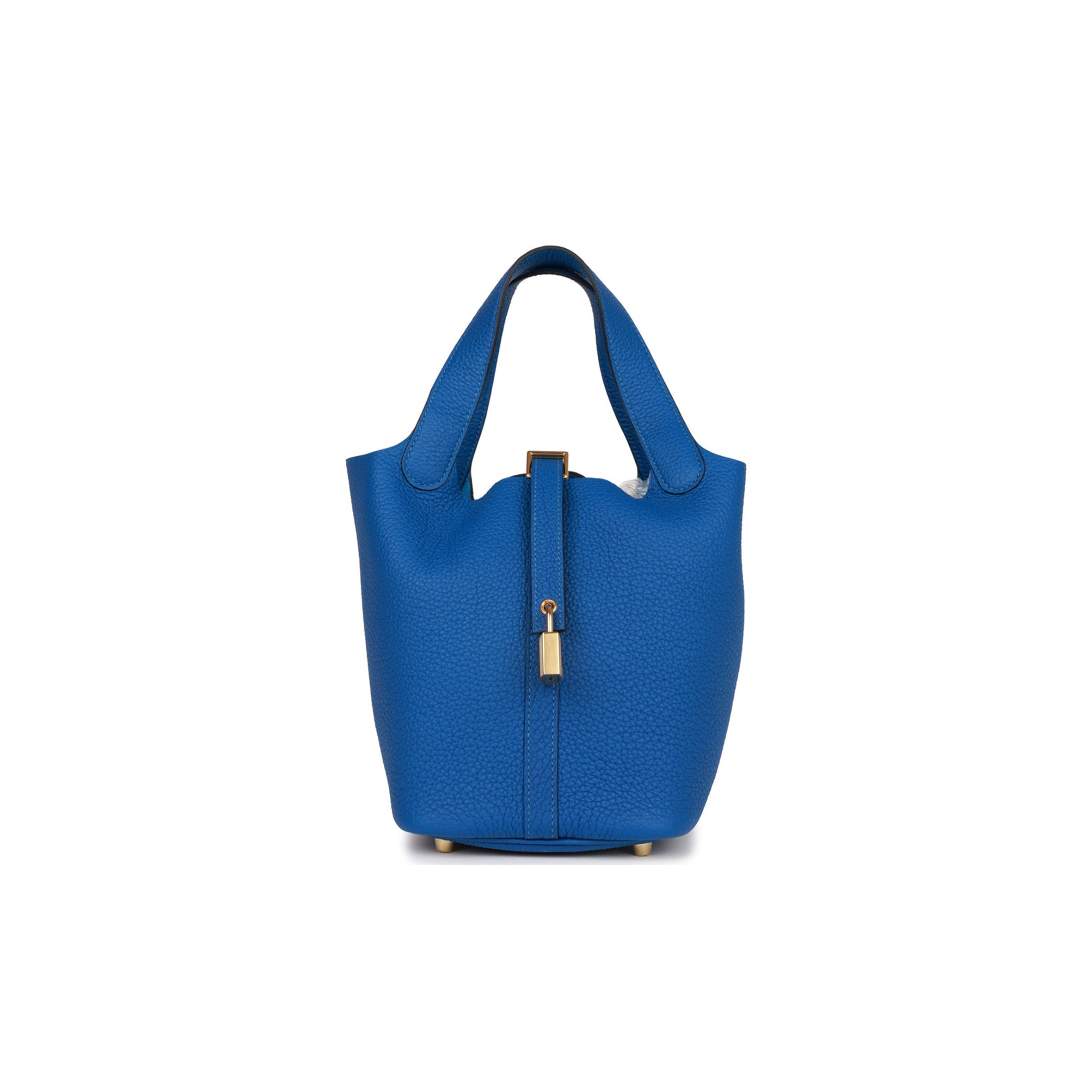 HERMES PICOTIN LOCK 18 BLEU FRANCE CLEMENCE GOLD HARDWARE (18*13*18cm) HERMES PICOTIN LOCK 18 BLEU FRANCE CLEMENCE GOLD HARDWARE (18*13*18cm)