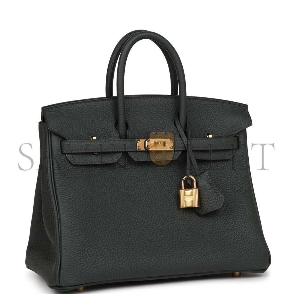 HERMES BIRKIN 25 VERT FONCE TOGO GOLD HARDWARE HANDMADE (25cm) HERMES BIRKIN 25 VERT FONCE TOGO GOLD HARDWARE HANDMADE (25cm)