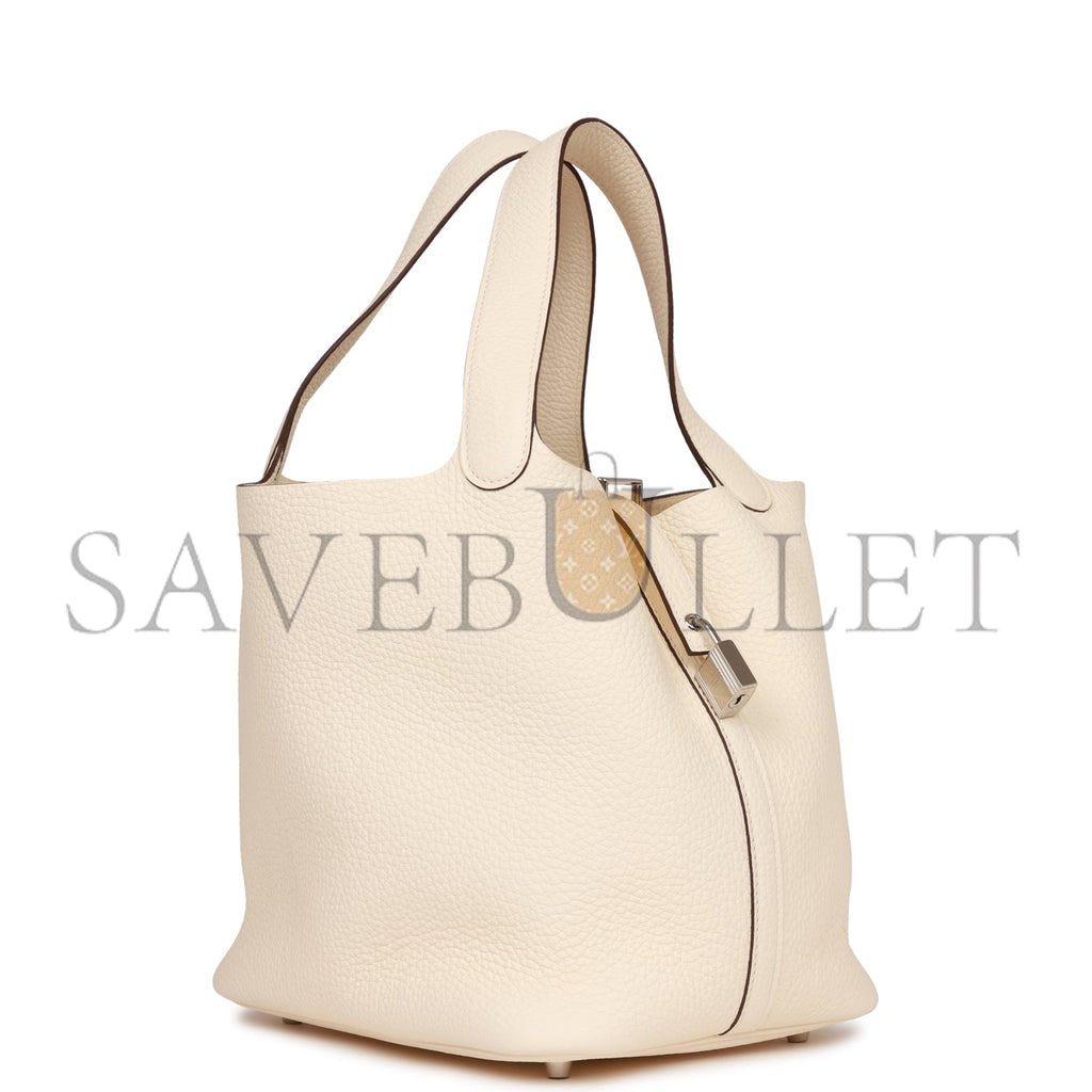 HERMES PICOTIN LOCK 22 NATA CLEMENCE PALLADIUM HARDWARE (22*21*18cm) HERMES PICOTIN LOCK 22 NATA CLEMENCE PALLADIUM HARDWARE (22*21*18cm)