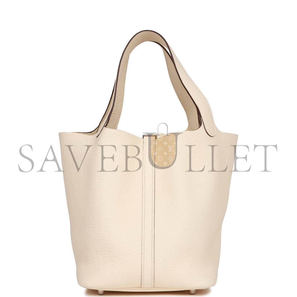 HERMES PICOTIN LOCK 22 NATA CLEMENCE PALLADIUM HARDWARE (22*21*18cm) HERMES PICOTIN LOCK 22 NATA CLEMENCE PALLADIUM HARDWARE (22*21*18cm)