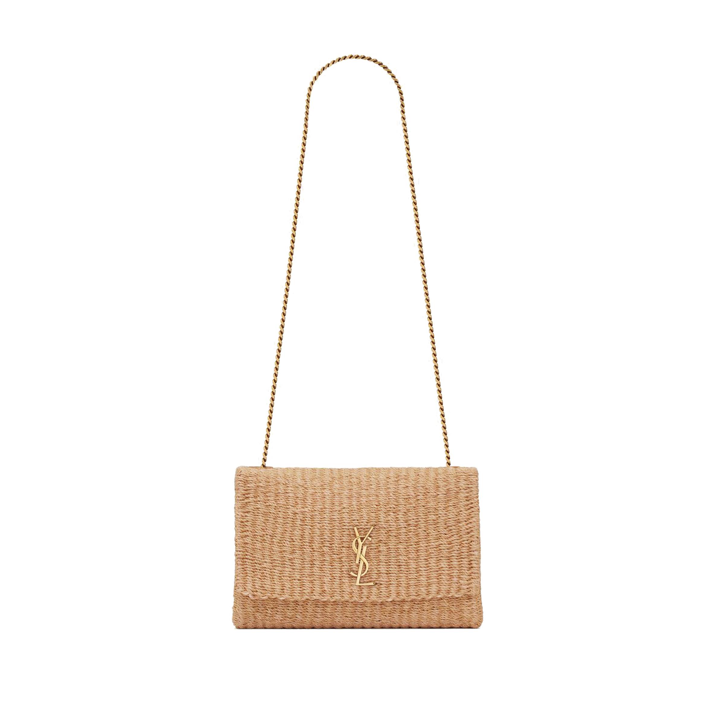 YSL KATE MEDIUM SUPPLE CHAIN BAG IN RAFFIA 580065FABK39551 (28.5*20*6cm)