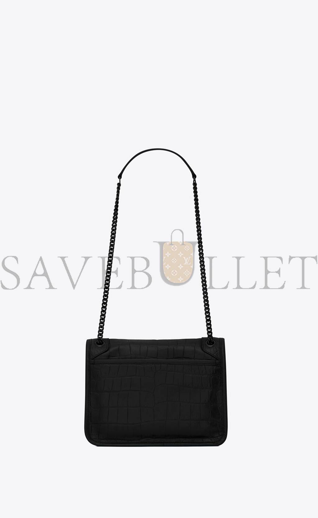 YSL NIKI BABY CHAIN BAG IN CROCODILE-EMBOSSED LEATHER 6331511K00U1000 (21*16*7.5cm)