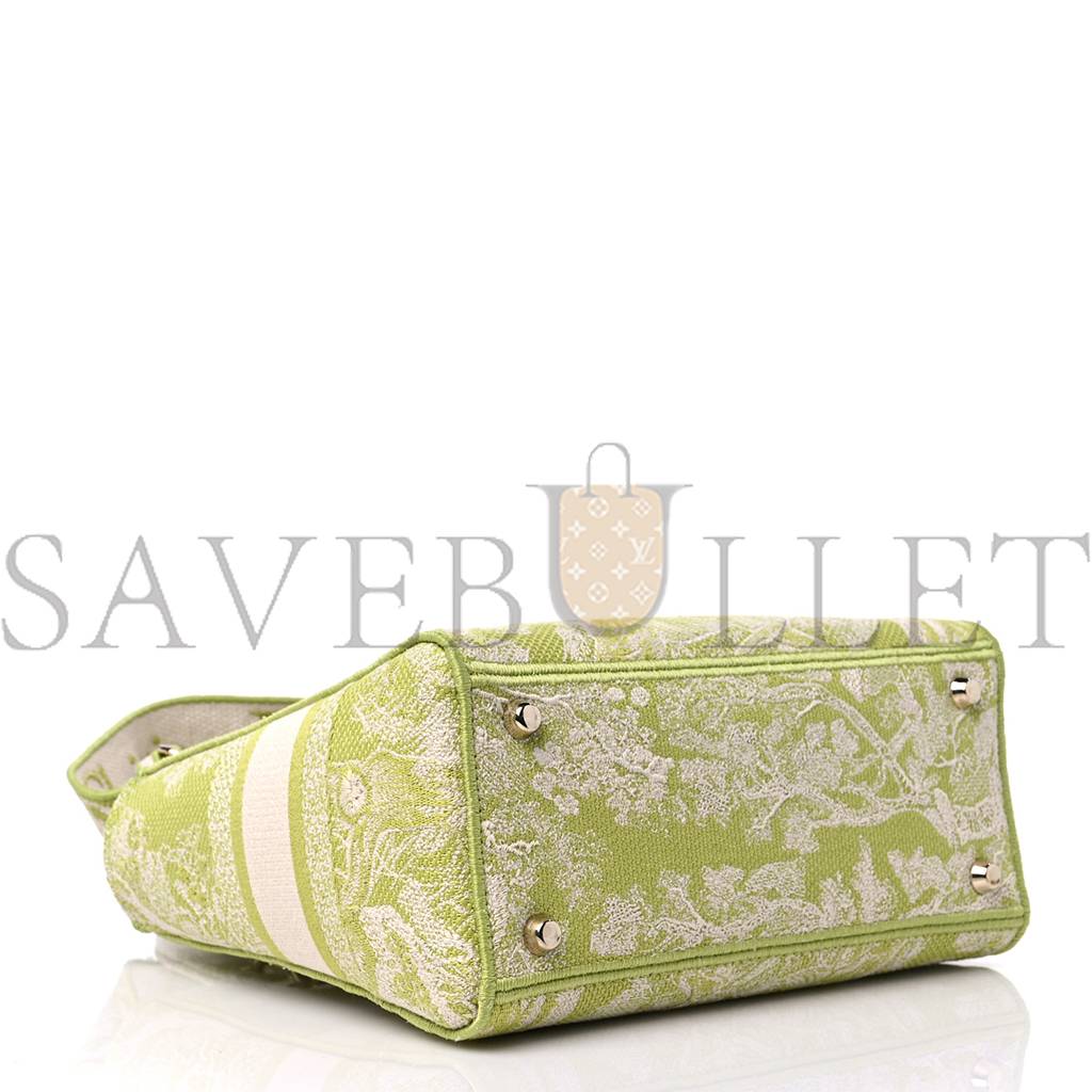 DIOR CANVAS TOILE DE JOUY REVERSE EMBROIDERED MEDIUM LADY D-LITE GREEN (23*18*10.2cm)