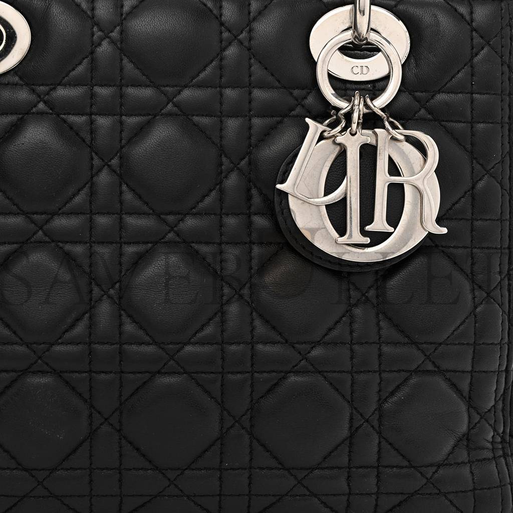 DIOR LAMBSKIN CANNAGE MEDIUM LADY DIOR BLACK (23*20*11.4cm)