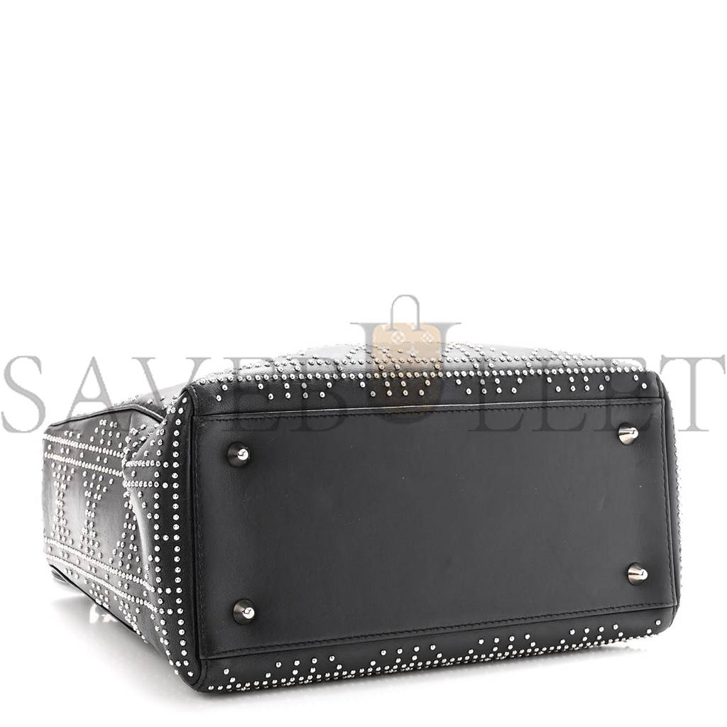 DIOR LAMBSKIN STUDDED CANNAGE MEDIUM LADY DIOR BLACK (23*20*12.7cm)